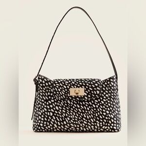 J crew Eddie calf hair leather black and White animal print  shoulder bag new
